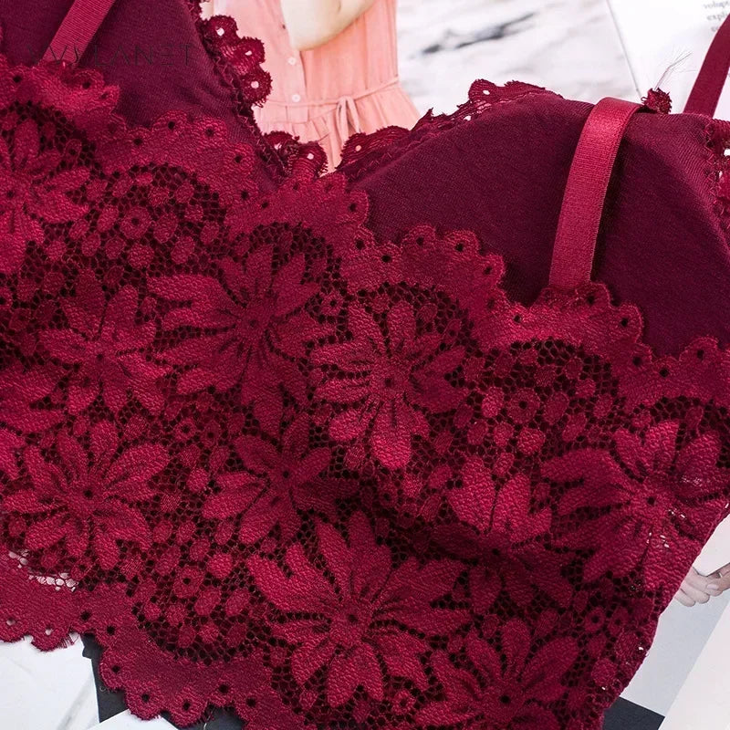 2024 Lace Wireless Push-Up Bralette - Soft, Backless Fashion Bra - Kaimri