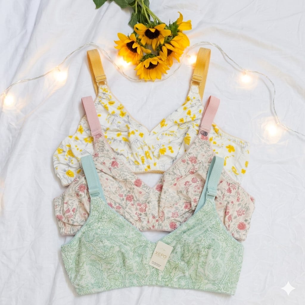 K Pure Cotton Printed Bra in floral – detail view 3