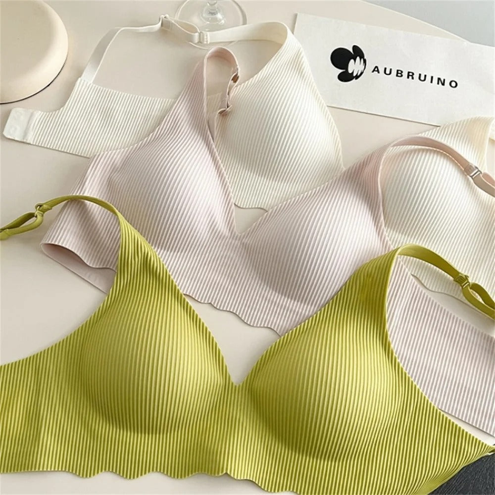 Women's Seamless Striped Bra - Small Chest Support, Hollow Design, Thin Cup - Kaimri