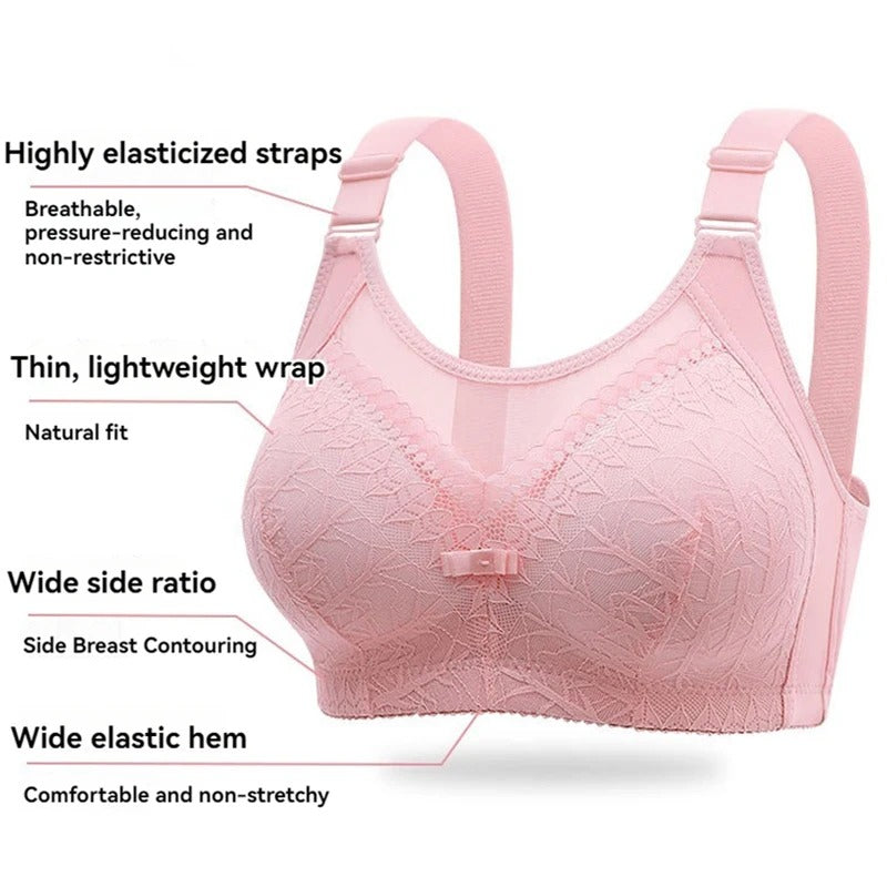 Comfortable Lace Push-Up Bra - Large Size, Adjustable & Breathable - Kaimri