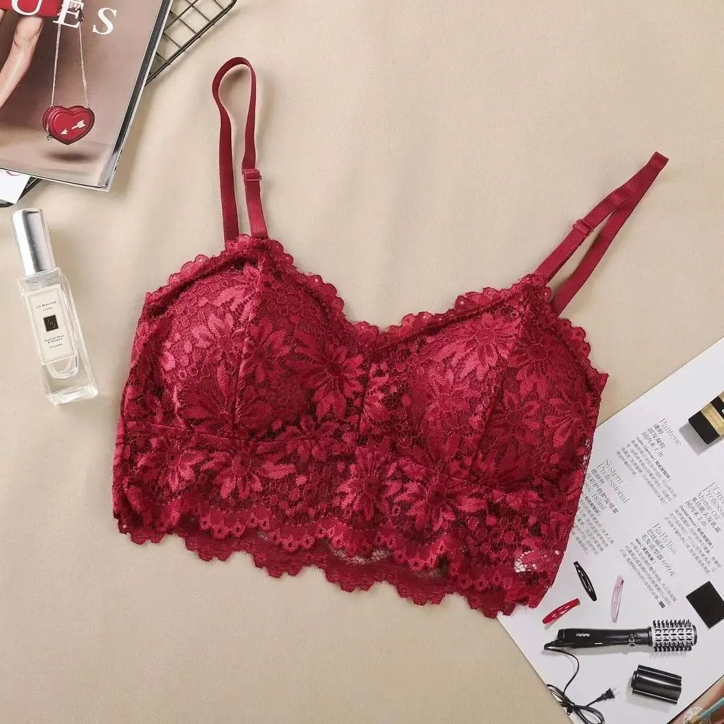 2024 Lace Wireless Push-Up Bralette - Soft, Backless Fashion Bra - Kaimri