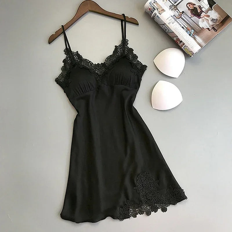 Sexy Satin Halter Nightgown - Spring & Summer Strappy Pajamas - Kaimri Sleepwear