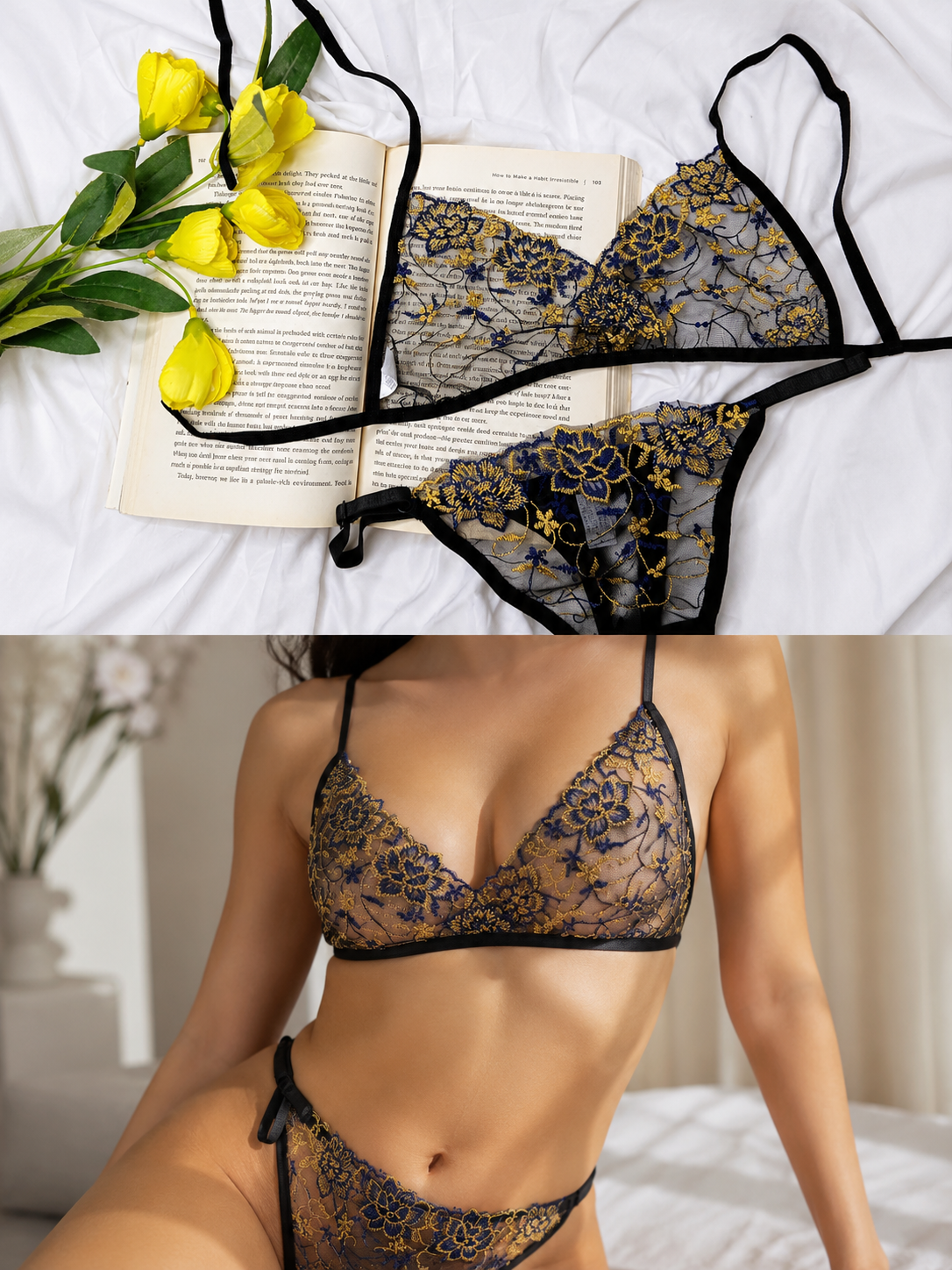 
K Lace Net Embrioded Lingerie – detail view 3