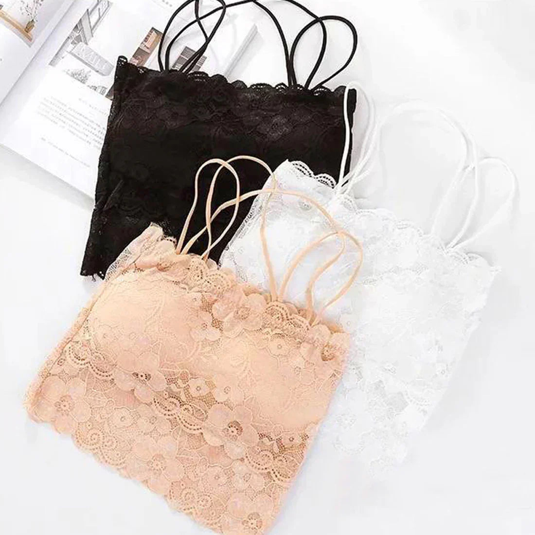 
K Lace camisole bra Beauty Back Bra Wrapped Chest Lingerie in beige – detail view 5