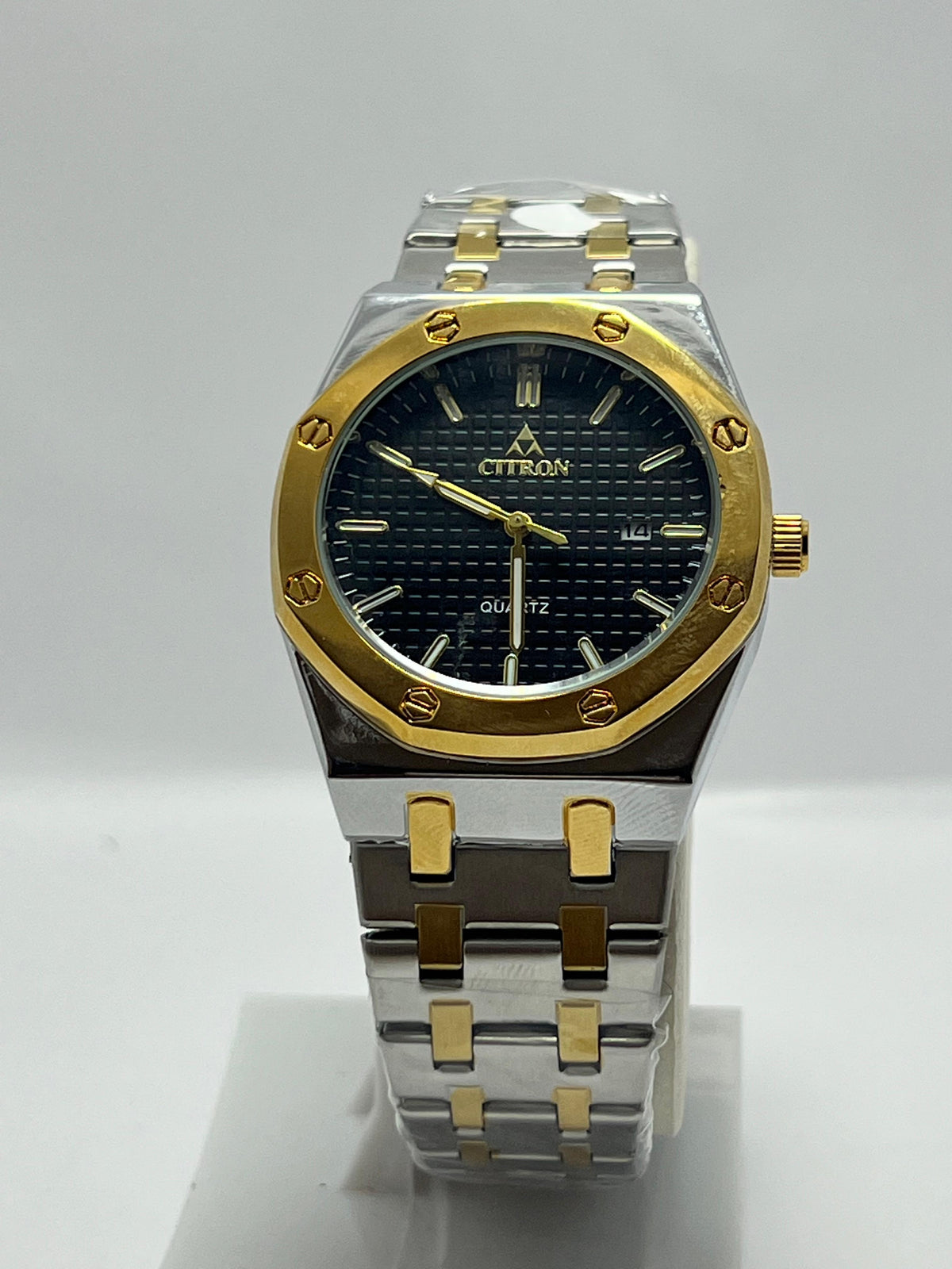 
Citron Two-Tone Stainless Steel Quartz Watch with Black Dial