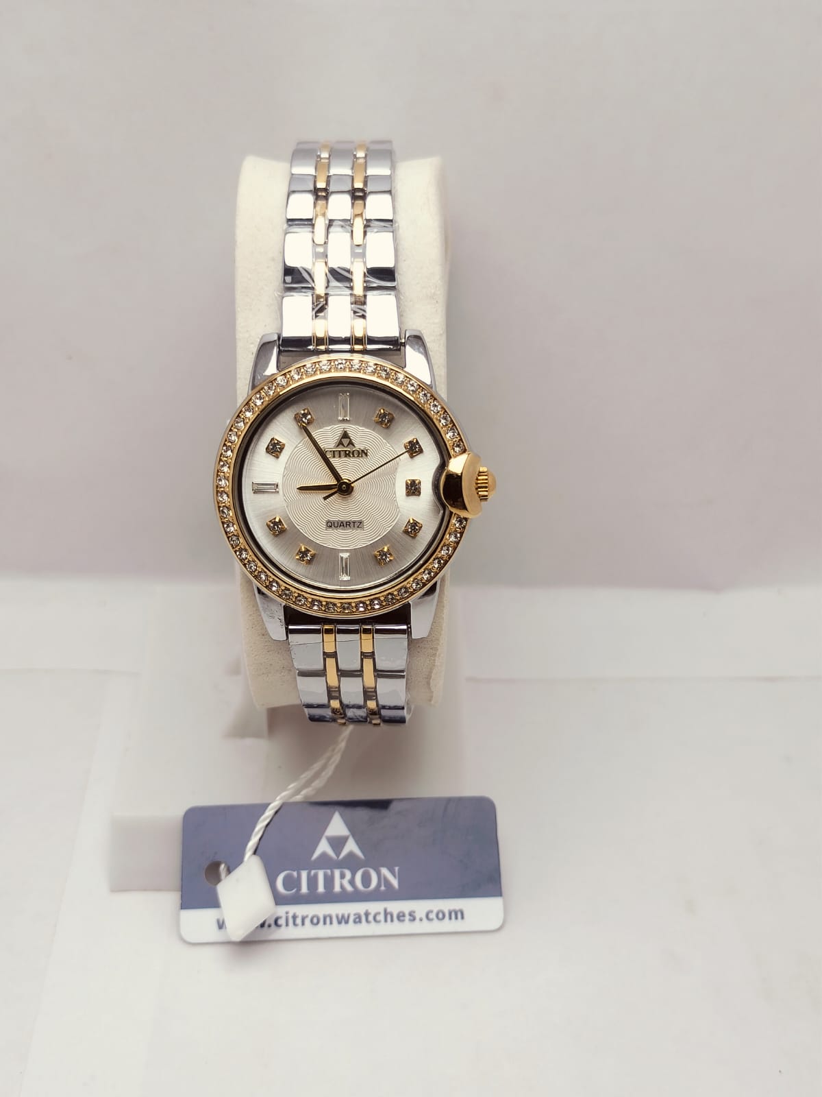 Citron Women’s Luxury Watch – Silver & Gold Strap with Crystal Bezel - Kaimri