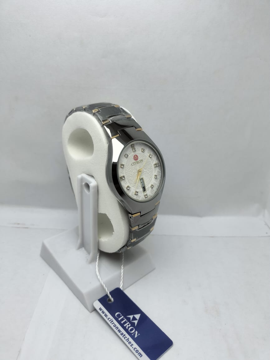 
Citron stone Analog Watch with Day & Date Display