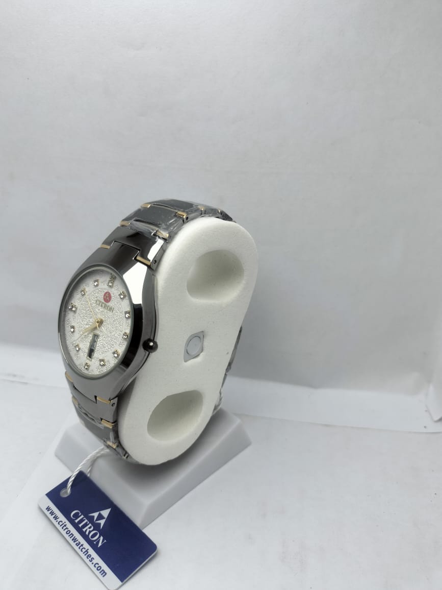 
Citron stone Analog Watch with Day & Date Display
