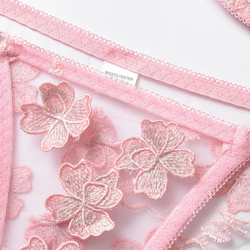 
Women's Flower Embroidered Sheer Bikini, Sexy Romantic Fashion - Kaimri Swimwear