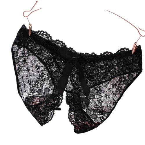 
K Lace Crotchles Thong G-string Panty in black – main product photo