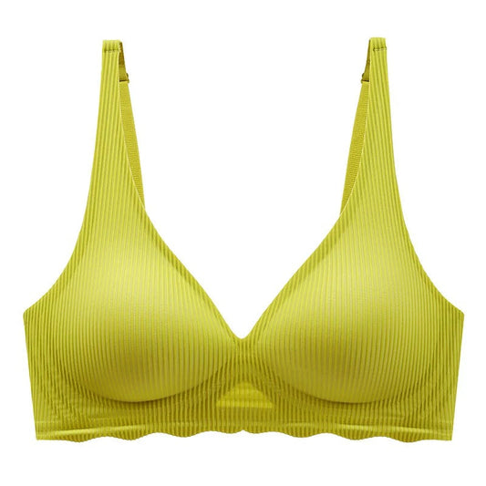 
Women's Seamless Striped Bra - Small Chest Support, Hollow Design, Thin Cup - Kaimri