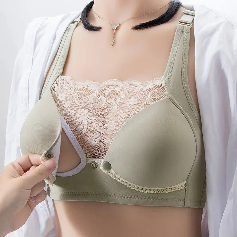 
Women's Cotton Nursing Bra - Breathable Lace Maternity Underwear - Kaimri