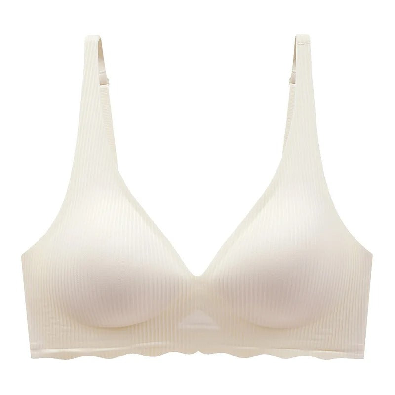 
Women's Seamless Striped Bra - Small Chest Support, Hollow Design, Thin Cup - Kaimri