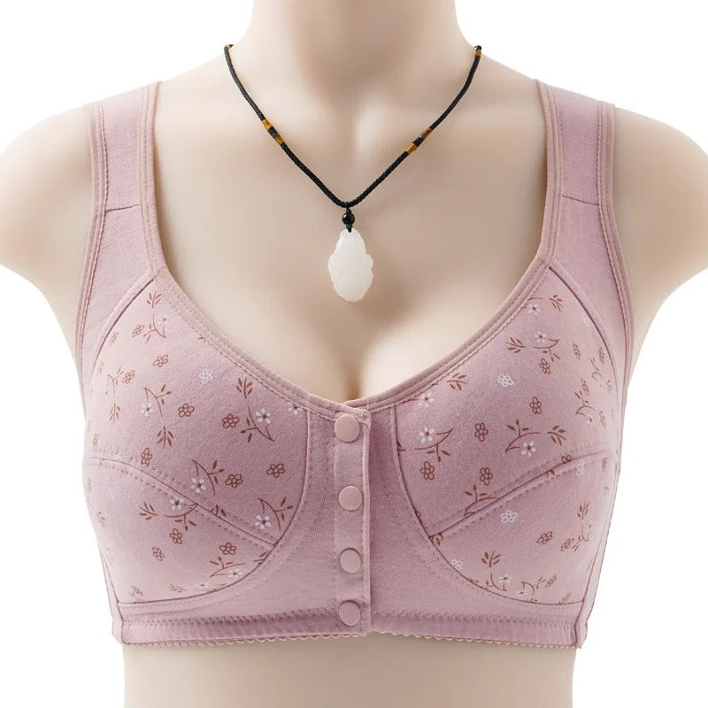 Elderly Charm Daisy Wireless Bra - Front Snaps, Breathable, Large Size - product image 1